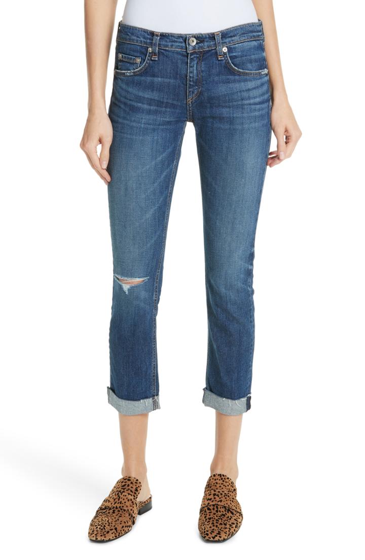 Women's Rag & Bone/jean The Dre Crop Slim Boyfriend Jeans - Blue