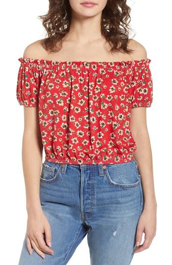 Women's Chloe & Katie Floral Off The Shoulder Top - Red