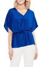 Women's Vince Camuto Cinch Front Stretch Crepe Blouse - Blue