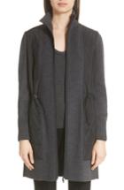 Women's Lafayette 148 New York Quilted Panel Wool Sweater Coat - Grey