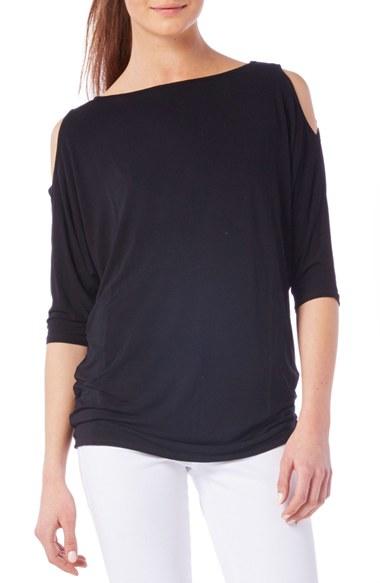 Women's Michael Stars Cold Shoulder Tee, Size - Black