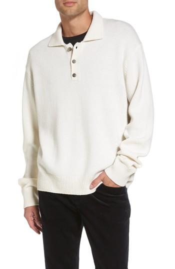 Men's Vince Wool & Cashmere Polo Sweater, Size - Ivory