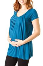 Women's Savi Mom 'the Short Sleeve' Pleated Maternity/nursing Top - Blue