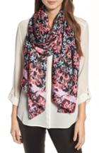 Women's Kate Spade New York Tapestry Silk Oblong Scarf, Size - Black