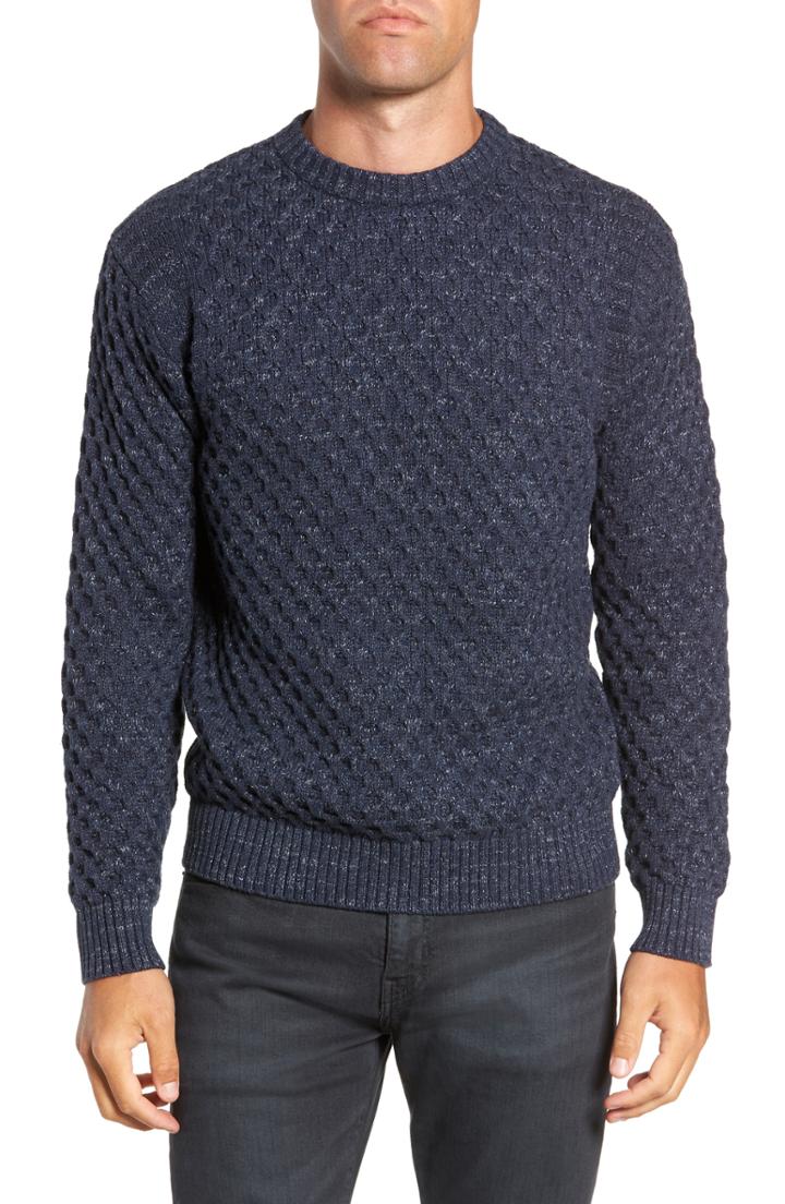Men's Frye Ethan Fisherman Cable Sweater, Size - Blue