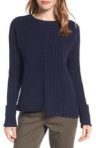 Women's Nordstrom Signature Asymmetrical Ribbed Cashmere Sweater - Blue