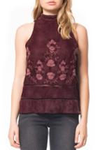 Women's Willow & Clay Embroidered Velvet Top - Purple
