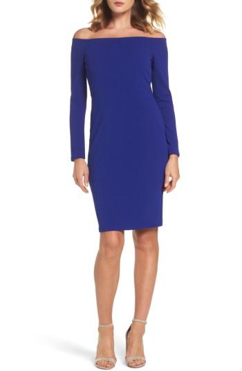 Women's Eliza J Off The Shoulder Scuba Sheath Dress - Blue