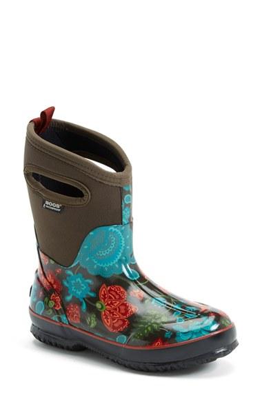 Women's Bogs 'classic Winter Blooms' Mid High Waterproof Snow Boot With Cutout Handles