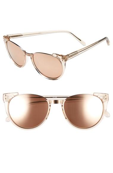 Women's Linda Farrow 54mm 18 Karat Rose Gold Trim Retro Sunglasses -
