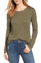 Women's Caslon Long Sleeve Crewneck Tee, Size - Green