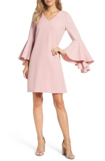 Petite Women's Eliza J Bell Sleeve Crepe Shift Dress P - Pink