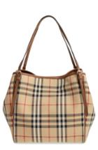 Burberry Small Canter Check & Leather Tote -