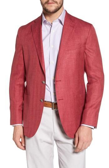 Men's David Donahue Aiden Classic Fit Wool Blend Blazer R - Red