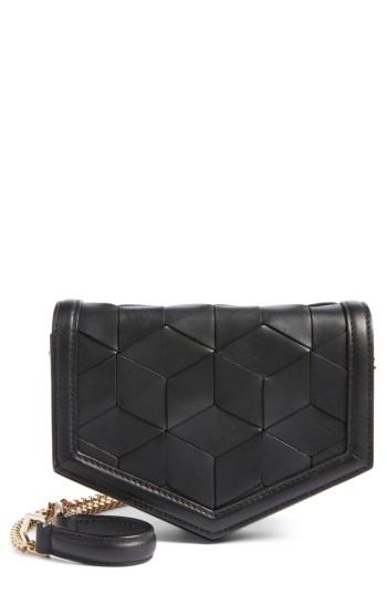 Women's Welden Jaunt Woven Calfskin Leather Crossbody Bag - Black