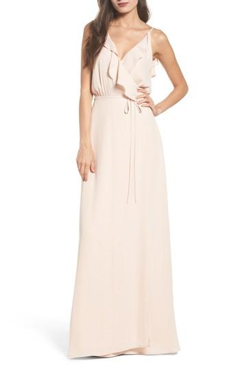 Women's Wayf Jamie Ruffle Wrap Gown, Size - Beige