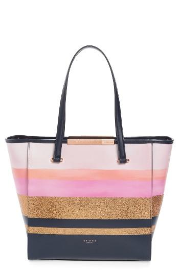 Ted Baker London Large Glitter Stripe Shopper - Blue