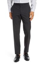 Men's Nordstrom Men's Shop Trim Fit Flat Front Stretch Wool Pants X - Black