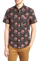 Men's J.crew Regular Fit Stretch Secret Wash Floral Print Sport Shirt - Black