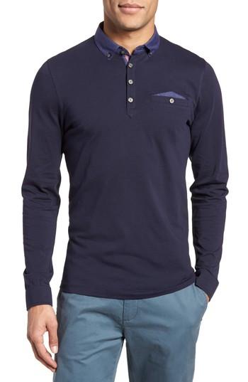 Men's Ted Baker London Spresso Long Sleeve Polo (s) - Blue