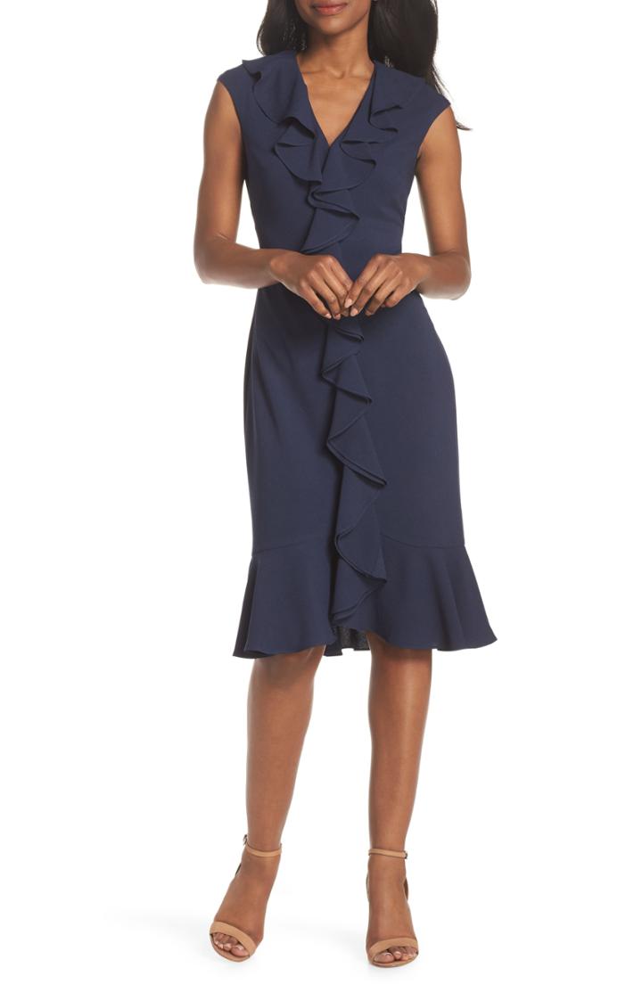 Women's Maggy London Sleeveless Crepe Ruffle Dress