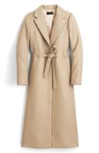 Petite Women's J.crew Tie-waist Double Serge Wool Topcoat P - Grey