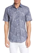 Men's Bugatchi Shaped Fit Amoeba Print Short Sleeve Sport Shirt