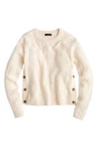 Women's J.crew Cable Knit Sweater With Buttons - Ivory