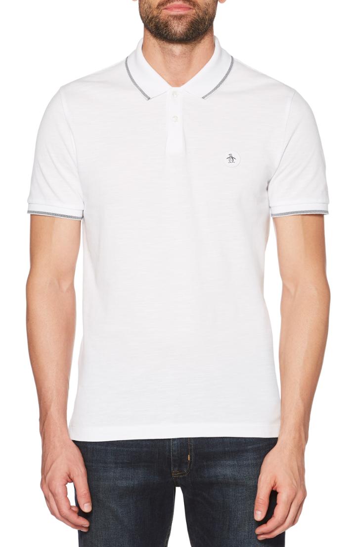 Men's Original Penguin Daddy-o Tipped Pique Polo, Size - White