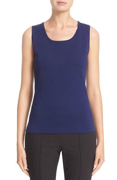 Women's St. John Collection Milano Knit Contour Shell, Size - Blue