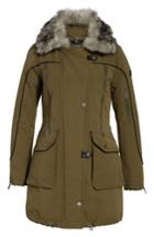 Women's Lucky Brand Zip Detail Parka With Faux Fur - Green