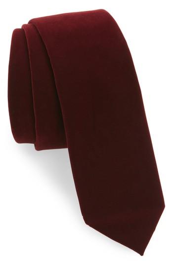 Men's Topman Velvet Tie, Size - Burgundy
