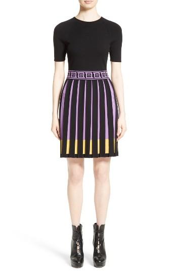 Women's Versace Collection Knit Fit & Flare Dress Us / 48 It - Black