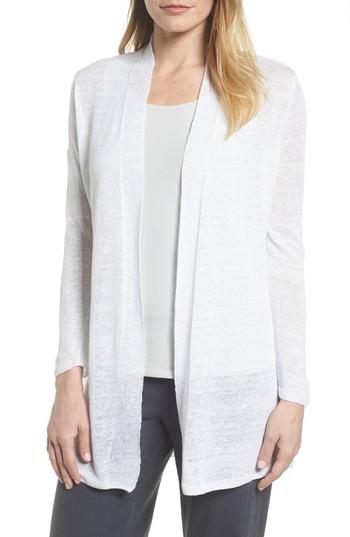Women's Nic+zoe Long Linen Blend Cardigan - White