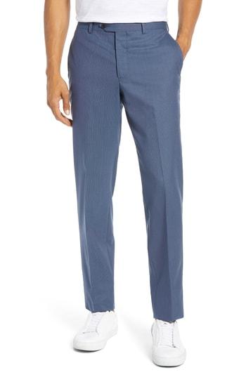 Men's Nordstrom Men's Shop Trim Fit Flat Front Stretch Wool Pants - Blue