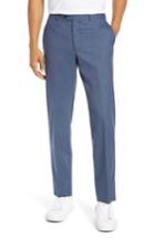 Men's Nordstrom Men's Shop Trim Fit Flat Front Stretch Wool Pants - Blue
