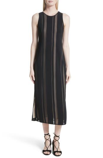 Women's Elizabeth And James Talla Sheer Stripe Midi Dress - Black