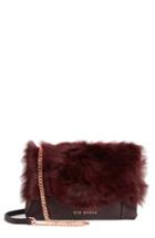 Ted Baker London Fuzzi Genuine Shearling & Leather Convertible Crossbody Bag - Red