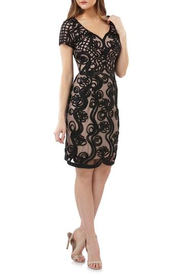Women's Js Collections Soutache Mesh Sheath Dress - Black