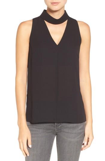 Women's Trouve Choker Collar V-neck Tank, Size - Black