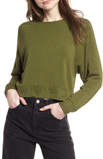 Women's Topshop Raglan Sweatshirt Us (fits Like 0) - Green