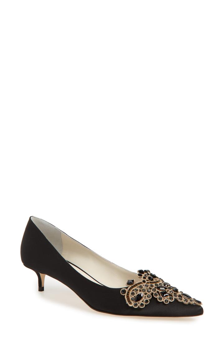 Women's Something Bleu Brinsley Embellished Pointy Toe Pump M - Black