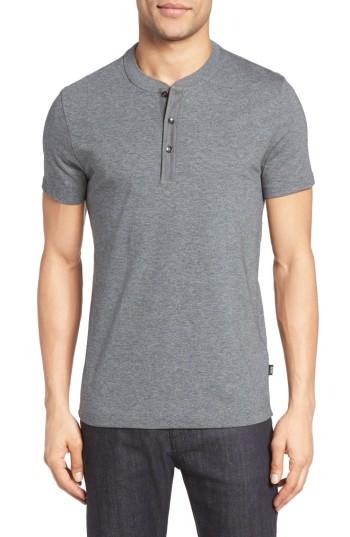Men's Boss Tiller Denim Trim Henley - Grey