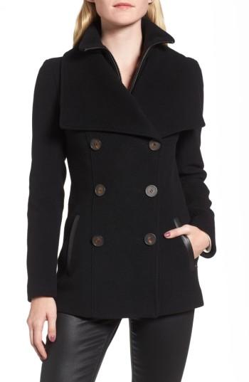 Women's Mackage Norissa Double-breasted Wool Blend Peacoat