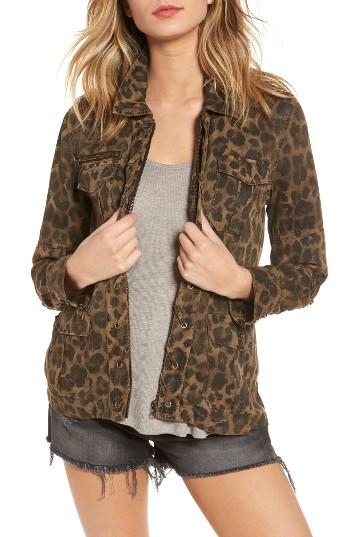 Women's Pam & Gela Leopard Print Shirt Jacket, Size - Brown