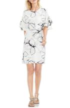 Women's Vince Camuto Fresco Petals Ruffle Sleeve Shift Dress - White