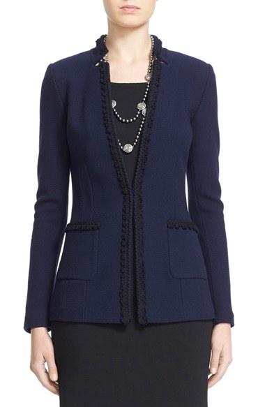 Women's St. John Collection Micro Boucle Knit Jacket - Blue