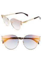 Women's Moschino 61mm Special Fit Cat Eye Sunglasses - Gold/ Havana