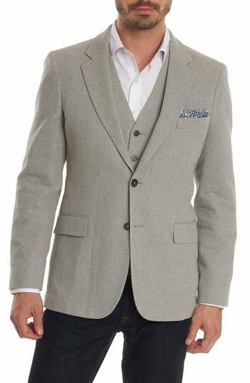 Men's Robert Graham Marty Cotton & Linen Sport Coat - Grey