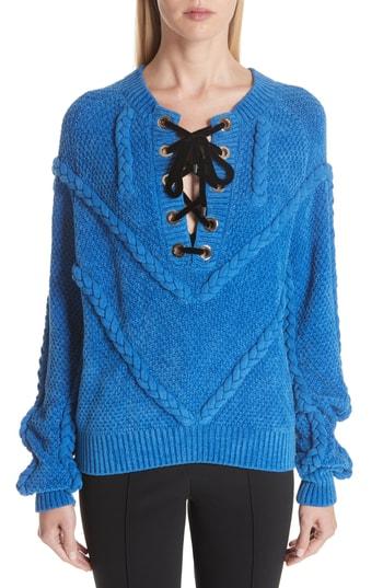 Women's Yigal Azrouel Cable Knit Chenille Sweater - Blue